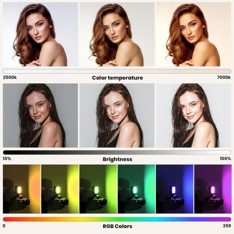 MINI LAMPA FOTOGRAFICZNA LED RGB DO TELEFONU APARATU WL-R1