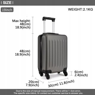 WALIZKA PODRÓŻNA KABINOWA Z ABS-U 48CM KONO 48x30x20CM SZARA