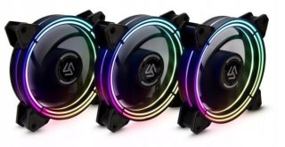WENTYLATOR LED RGB OBUDOWY KOMPUTERA ALSEYE HALO 3.0 3 SZTUKI ZESTAW