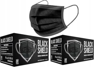 100x MASECZKA MASKA JEDNORAZOWA 3-WARSTWOWA CZARNA 100 SZTUK