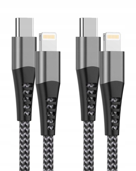 2x PRZEWÓD KABEL USB-C NA LIGHTNING iPHONE iPAD APPLE 1M 2M 2 SZTUKI