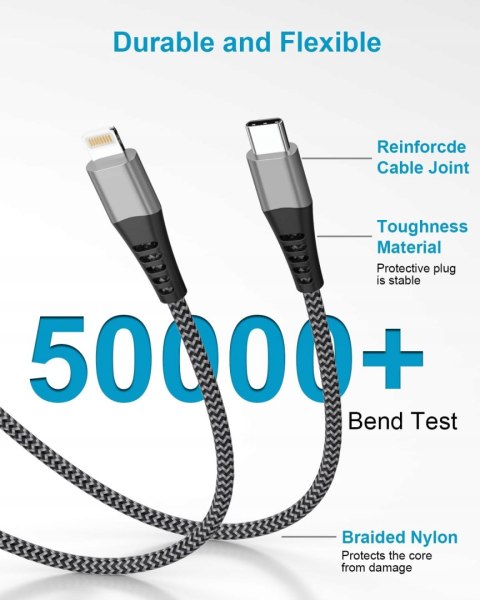 2x PRZEWÓD KABEL USB-C NA LIGHTNING iPHONE iPAD APPLE 1M 2M 2 SZTUKI