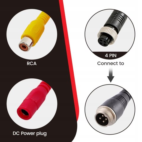 ADAPTER 4-PINOWY NA RCA (A/V) KABEL CINCH 35CM RED WOLF