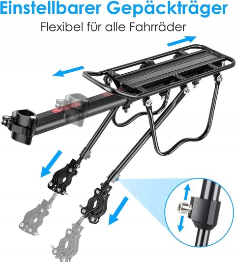 BAGAŻNIK ROWEROWY ALUMINIOWY TYLNY Z ODBLASKIEM 24-29" SPGOOD