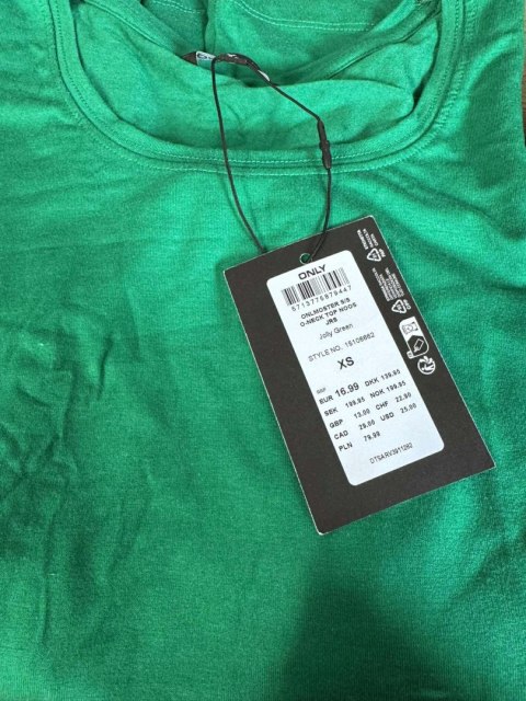 BLUZKA T-SHIRT GŁADKA DAMSKA TOP ONLY ONLMOSTER R. XS ZIELONA