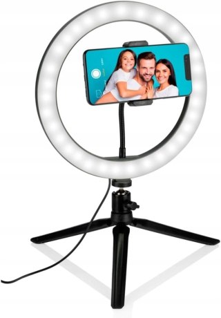 LAMPA PIERŚCIENIOWA LED SELFIE RING GRUNDIG 120 LED + MINI STATYW