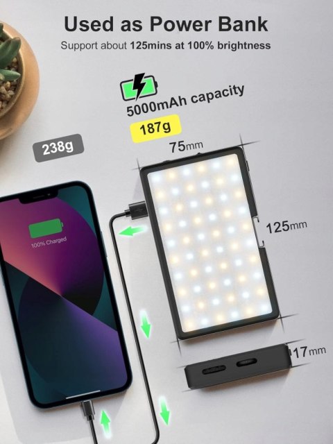 MAŁA LAMPA FOTOGRAFICZNA LED DO APARATU MOMAN ML8A-DC