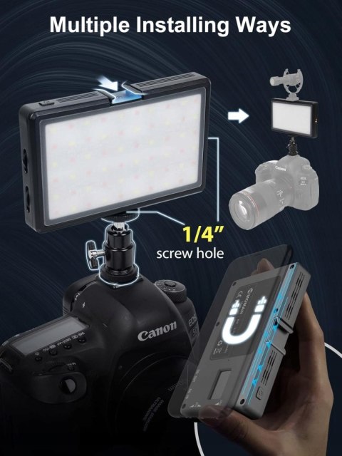 MAŁA LAMPA FOTOGRAFICZNA LED DO APARATU MOMAN ML8A-DC