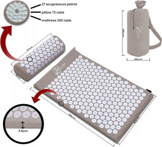 MATA DO AKUPRESURY MASAŻU ZDROWOTNA Z KOLCAMI AKUPRESURA ZESTAW Z PODUSZKĄ