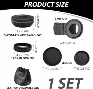 OBIEKTYWY DO TELEFONU 2W1 0.45x SZEROKOKĄTNY WIDE + 12.5x MAKRO