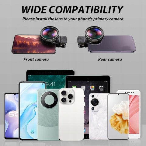OBIEKTYWY DO TELEFONU 2W1 0.45x SZEROKOKĄTNY WIDE + 12.5x MAKRO