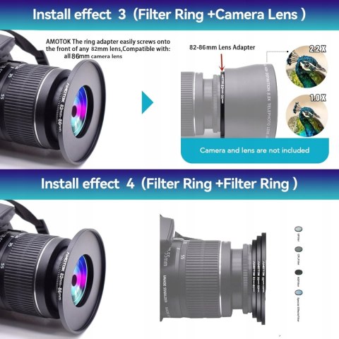 PIERŚCIEŃ REDUKCYJNY REDUKCJA FILTROWA 82-86MM STEP-UP ADAPTER AMOTOK