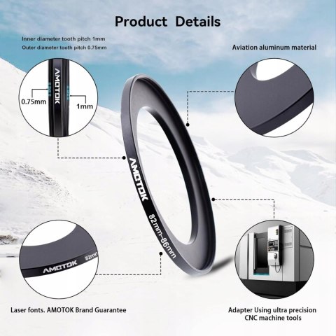 PIERŚCIEŃ REDUKCYJNY REDUKCJA FILTROWA 82-86MM STEP-UP ADAPTER AMOTOK