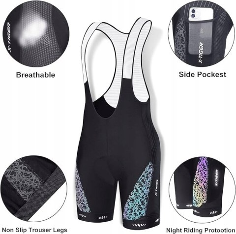 STRÓJ KOSZULKA SPODENKI MĘSKIE ROWEROWE NA ROWER SZELKI X-TIGER R. XL