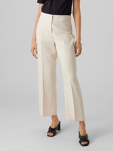 VERO MODA ELEGANCKIE DAMSKIE SPODNIE MATERIAŁOWE NA KANT R. M