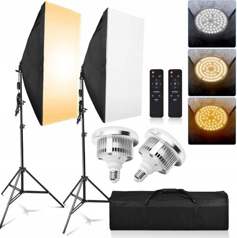 2x SOFTBOX ZESTAW STUDYJNY OŚWIETLENIOWY 50x70CM + STATYW PILOT