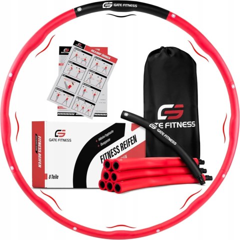 HULA HOOP SKŁADANE FITNESS Z WYPUSTKAMI 76-100CM GATE CZERWONO-CZARNE