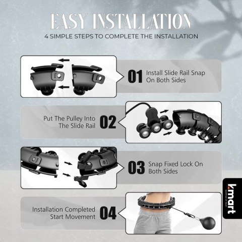 HULAHOP HULA HOP SKŁADANE Z OBCIĄŻENIEM ODCHUDZAJĄCE LICZNIK K-MART CZARNE