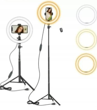 LAMPA PIERŚCIENIOWA MAKIJAŻ RING USB 10'' + STATYW UCHWYT NA TELEFON PILOT