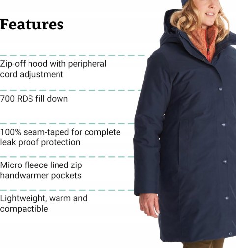 PŁASZCZ ZIMOWY KURTKA PUCHOWA DAMSKA MARMOT CHELSEA COAT R. XL