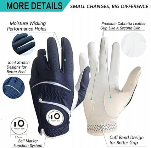 RĘKAWICZKA RĘKAWICA GOLFOWA MĘSKA PRAWA FINGER TEN R. S