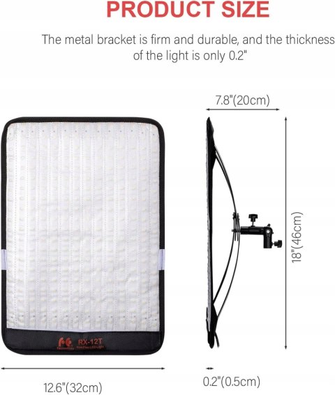 SOFTBOX MODYFIKATOR ŚWIATŁA DYFUZOR LED FALCON EYES RX-12T 5600K