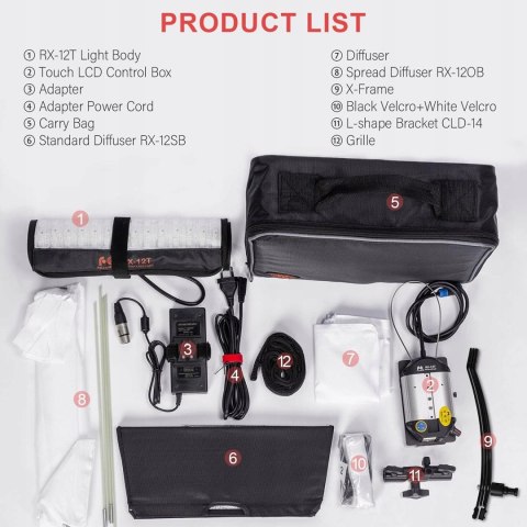 SOFTBOX MODYFIKATOR ŚWIATŁA DYFUZOR LED FALCON EYES RX-12T 5600K