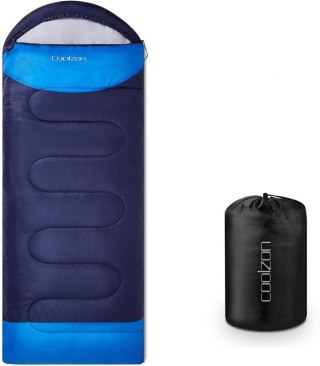 ŚPIWÓR TURYSTYCZNY KEMPINGOWY 4-SEZONOWY 220x75CM COOLZON NIEBIESKI