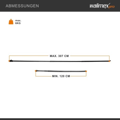 TELESKOPOWA BELKA POPRZECZKA DO ZAWIESZANIA TŁA 120-307CM WALIMEX PRO
