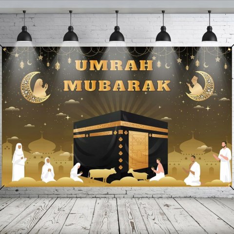 TŁO FOTOGRAFICZNE DEKORACYJNE RAMADAN UMRAH MUBARAK 180x110CM