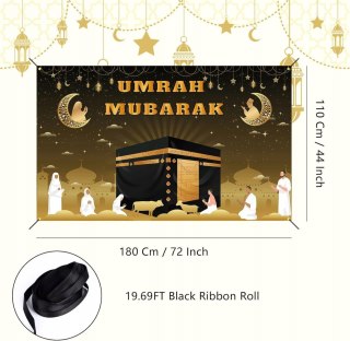 TŁO FOTOGRAFICZNE DEKORACYJNE RAMADAN UMRAH MUBARAK 180x110CM