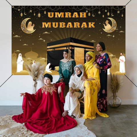 TŁO FOTOGRAFICZNE DEKORACYJNE RAMADAN UMRAH MUBARAK 180x110CM