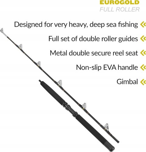 WĘDKA MORSKA DO ŁODZI FLADEN EURO GOLD TROLLING OFFSHORE DEEP SEA 185CM