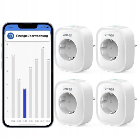 4x INTELIGENTNE GNIAZDO Z POMIAREM ENERGII GOHOME ALEXA 4 SZTUKI