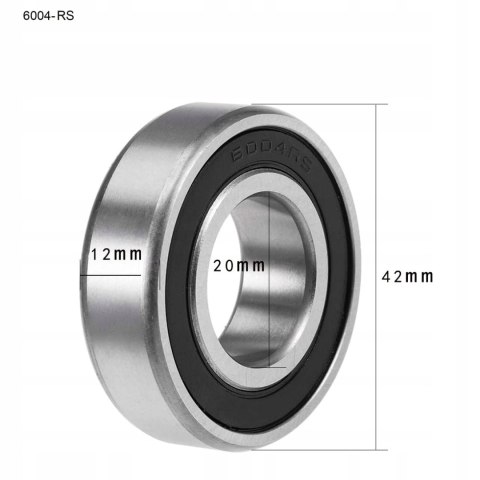 4x ŁOŻYSKO KULKOWE 6004 2RS 20x42x12MM ZESTAW 4 SZTUKI