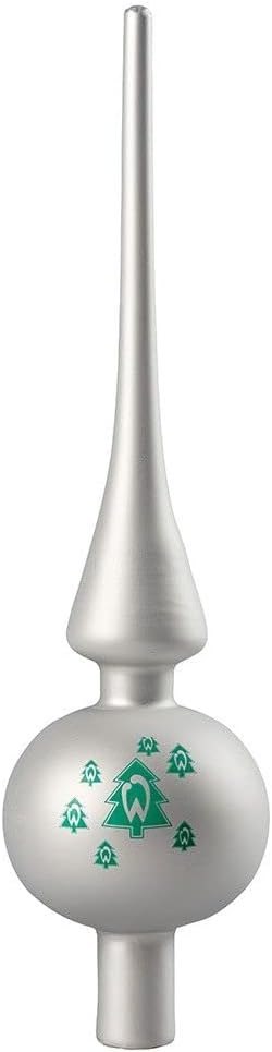 CZUBEK NA CHOINKĘ SZKLANY SZPIC 27,5CM SREBRNY