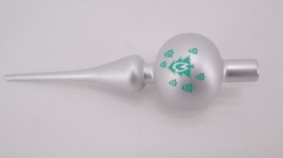 CZUBEK NA CHOINKĘ SZKLANY SZPIC 27,5CM SREBRNY