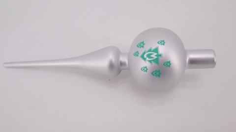 CZUBEK NA CHOINKĘ SZKLANY SZPIC 27,5CM SREBRNY