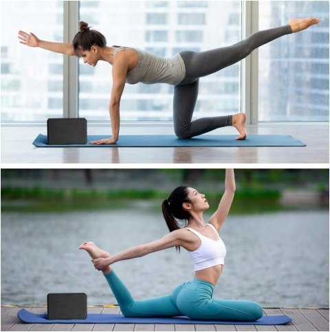 KOSTKA KLOCEK DO JOGI PILATES FITNESS BLOK DO ĆWICZEŃ 2 SZTUKI CZARNY
