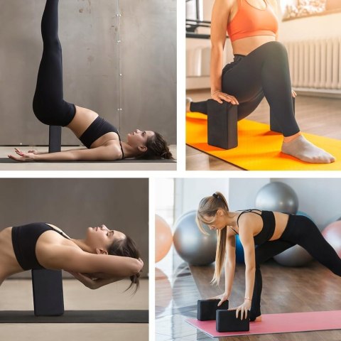 KOSTKA KLOCEK DO JOGI PILATES FITNESS BLOK DO ĆWICZEŃ 2 SZTUKI CZARNY