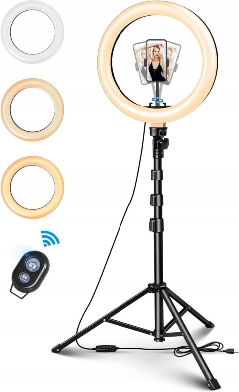 LAMPA PIERŚCIENIOWA MAKIJAŻ RING USB 10'' + STATYW UCHWYT NA TELEFON PILOT