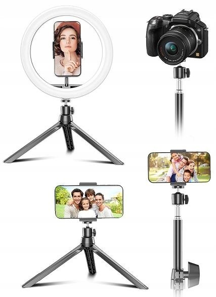 LAMPA PIERŚCIENIOWA MAKIJAŻ RING USB 12" + MINI STATYW PILOT UCHWYT