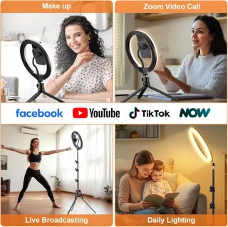 LAMPA PIERŚCIENIOWA MAKIJAŻ RING USB 12" + MINI STATYW PILOT UCHWYT