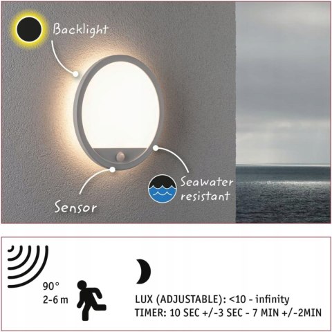 PAULMANN PANEL ZEWNĘTRZNY LED LAMINA Z CZUJNIKIEM RUCHU IP44