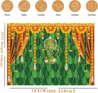 TŁO FOTOGRAFICZNE WESELNE INDYJSKIE POOJA DIWALI 210x150CM