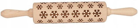 WAŁEK DREWNIANY DO CIASTA CIASTECZEK GRAWEROWANY ŚWIĄTECZNY ŚNIEŻYNKI