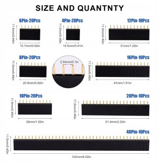 WTYKI LISTWA SZYNA PINOWA 4-40 PINÓW 2,54MM ZESTAW