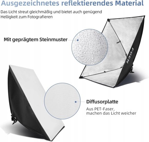 2x SOFTBOX ZESTAW STUDYJNY OŚWIETLENIOWY 50x70CM FGEN