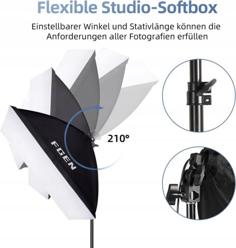 2x SOFTBOX ZESTAW STUDYJNY OŚWIETLENIOWY 50x70CM FGEN