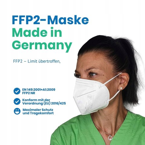 50x MASKA MASECZKA OCHRONNA FFP2 SENTIAS BIAŁA 50 SZTUK